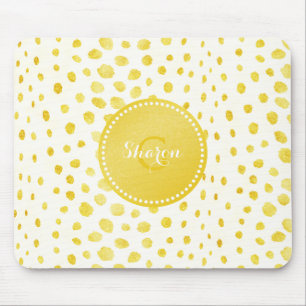 Chic faux gold glitter cheetah print monogram mouse pad