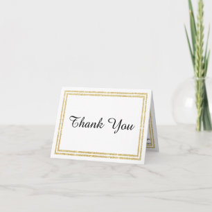 Chic Faux Gold Glittered Trim - Thank You Card