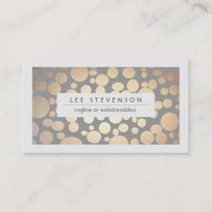 Chic Faux Gold Leaf Circle Grey Business Card