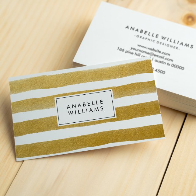 Chic Faux Gold Paint Stripes Business Card (Creator Uploaded)
