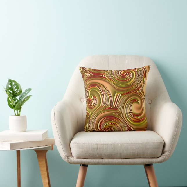 Chic Faux Gold Psychedelic Spirals Pattern Cushion (Chair)