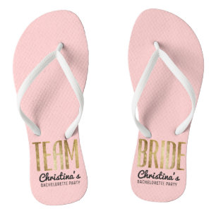Chic Faux Gold Team Bride Wedding Bachelorette Thongs