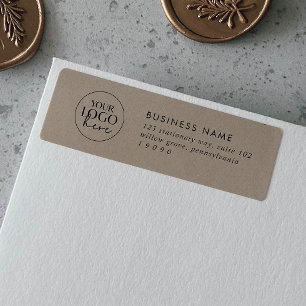 Chic Faux Kraft Business Logo Return Address Label