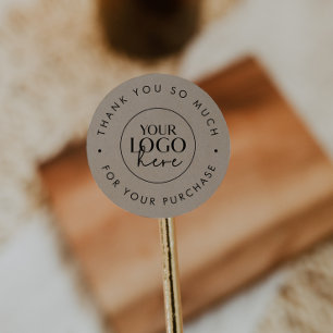 Chic Faux Kraft Business Logo Thank You For Order Classic Round Sticker