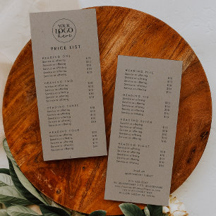 Chic Faux Kraft Logo Business Price List Rack Card