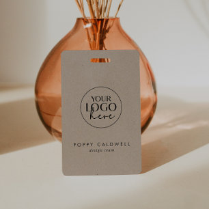 Chic Faux Kraft Logo QR Code Employee ID Card ID Badge