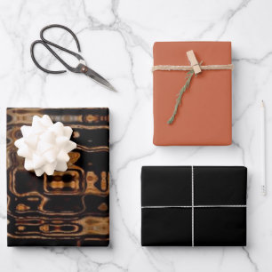 Chic Faux Mosaic Gray Terracotta Design Wrapping Paper Sheet