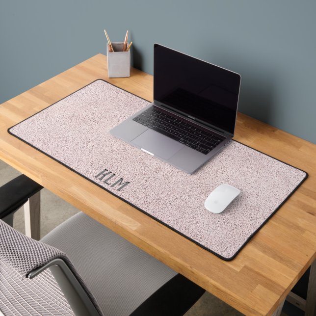 Chic Faux pink leather with monogram Desk Mat (Office 2)