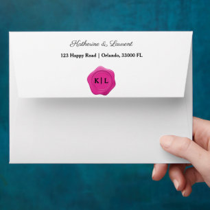 Chic Faux Pink Wax Seal & Custom Initials Envelope