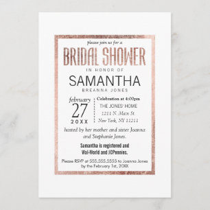 Chic Faux Rose Gold Bridal Shower Invitations
