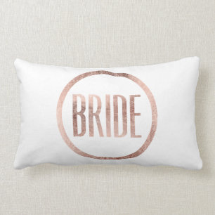 Chic Faux Rose Gold Bride Typography Lumbar Cushion