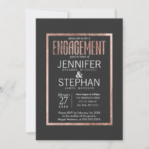 Chic Faux Rose Gold Engagement Party Invitations