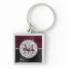 Chic faux Silver Glitter Burgundy Black monogram