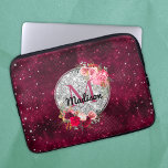 Chic faux Silver Glitter Burgundy Floral monogram Laptop Sleeve<br><div class="desc">Pretty chic and elegant vintage flowers girly faux glitter bling in burgundy, rose and silver to create a special unique stylish Laptop sleeve. Add some style to your office, desk, or personal space with a Chic and stylish custom name and monogram Laptop sleeve.. personalise it with a script name and...</div>