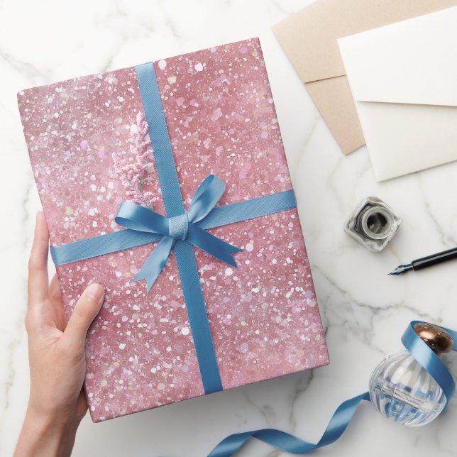 Chic Feminine Blush Pink Sparkle Glitter Pattern Wrapping Paper (Gifting)