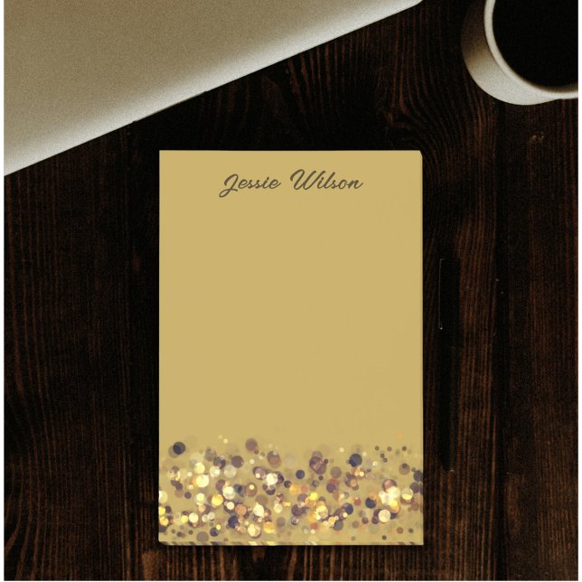 Chic feminine luxury frame named post-it notes (Gold foil glitter design for custom name post-it notes)