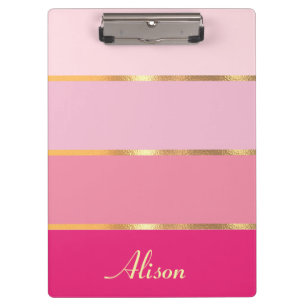chic feminine pink gold Name  Clipboard