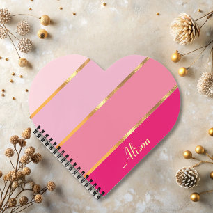 chic feminine pink gold Name  Notebook