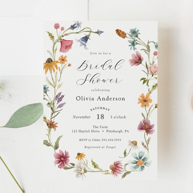 Chic Feminine Wildflower Bridal Shower Invitation (Creator Uploaded)