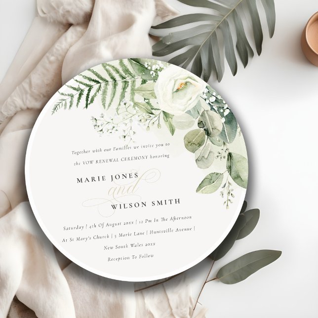 Chic Fern Eucalyptus Greenery Foliage Vow Renewal Invitation (Creator Uploaded)