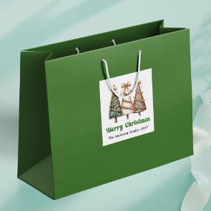 Chic Festive Christmas Tree Leopard Print Gift Bag