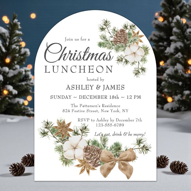 Chic Festive Cotton Pine Corporate Christmas Party Acrylic Invitations (Creator Uploaded)