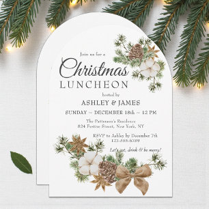 Chic Festive Cotton Pine Corporate Christmas Party Invitation
