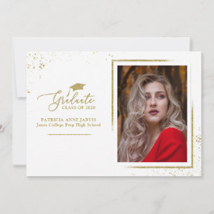 Chic Festive Grad Announcement Gold Glitter Photo