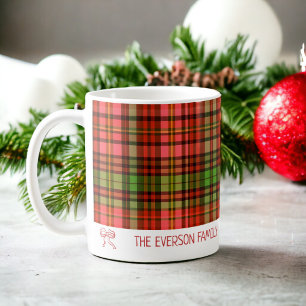 Chic Festive Red Green Plaid Christmas Pattern Coffee Mug