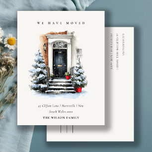 Chic Festive Winter Front Door We have Moved  Postcard