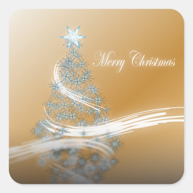 chic festive xmas evergreen Christmas Tree Square Sticker (Front)