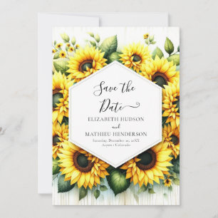 Chic Field Sunflower Wedding Save The Date