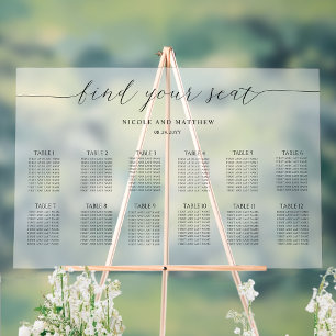 Chic Find Your Seat Seating Plan Frosted  Acrylic Sign