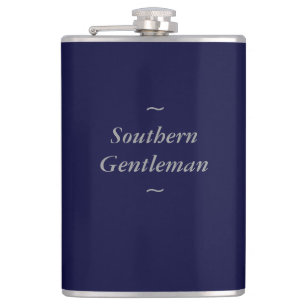 CHIC FLASK_"Southern Gentleman" GRAY ON NAVY Hip Flask