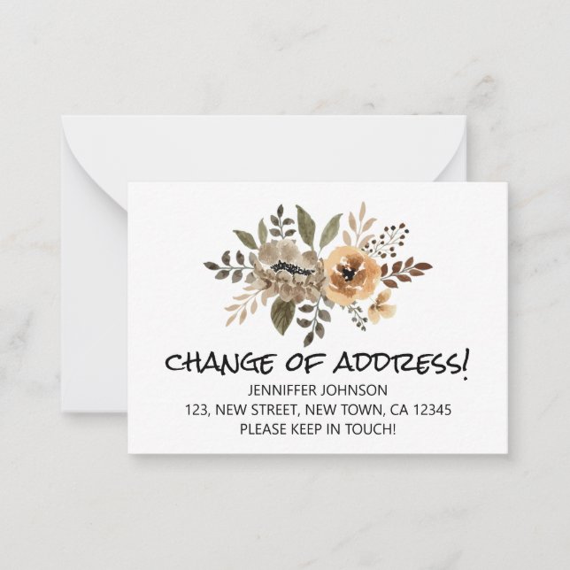 Chic Flora Change Of Address  Announcement Card (Front)