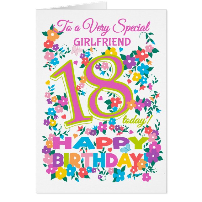 Chic Floral 18th Birthday for Girlfriend (Front)