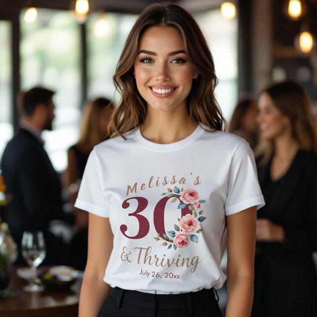  chic floral 30th birthday party  T-Shirt (Creator Uploaded)
