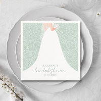 Chic Floral and Bride on Pale Green Bridal Shower