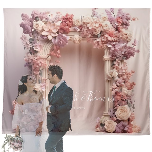 Chic Floral Arch Wedding Backdrop Tapestry (Creator Uploaded)