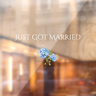 Chic Floral Blue Hydrangea Transparent Wedding Car