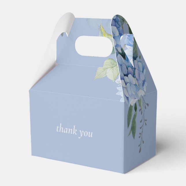 Chic Floral Blue Periwinkle Hydrangea  Favour Box (Front Side)