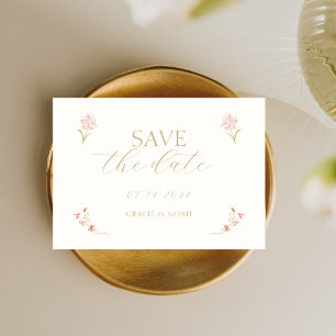Chic Floral Blush & Ivory Calligraphy Wedding Save The Date