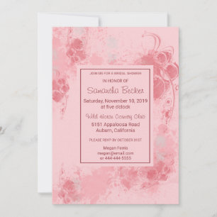 Chic Floral Blush Paint Splatter Bridal Shower Invitation