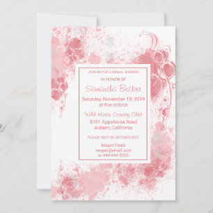 Chic Floral Blush Paint Splatter Bridal Shower Invitation