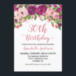Chic Floral Blush Pink Purple Watercolor Birthday Invitation<br><div class="desc">The design features watercolor magenta purple,  blush pink and orange flowers.</div>