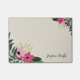 Chic Floral Border Monogram Post-it Notes