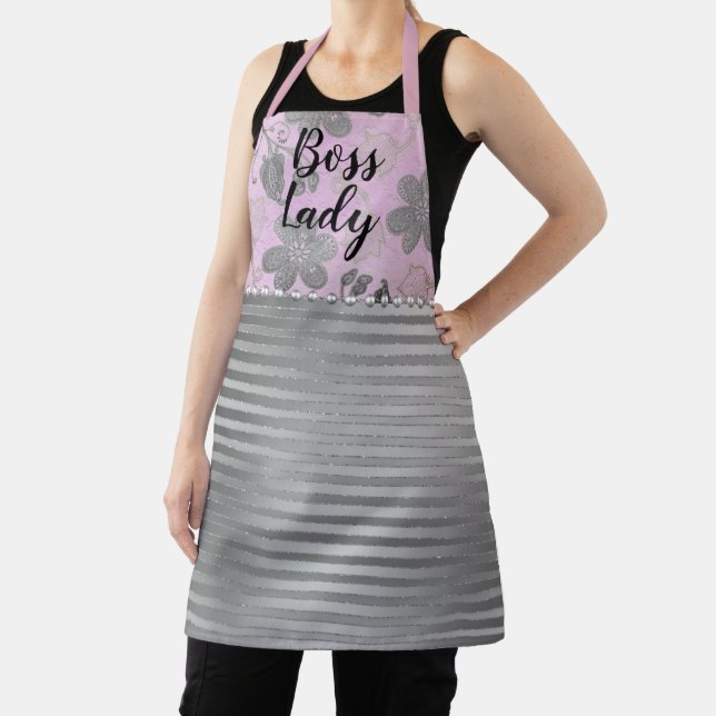 Chic Floral "Boss Lady"  Apron (Insitu)