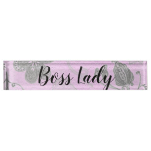 Chic Floral "Boss Lady"   Nameplate