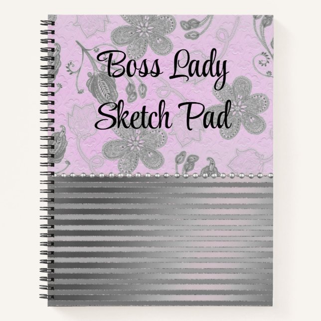 Chic Floral Boss Lady Sketch  Notebook (Front)