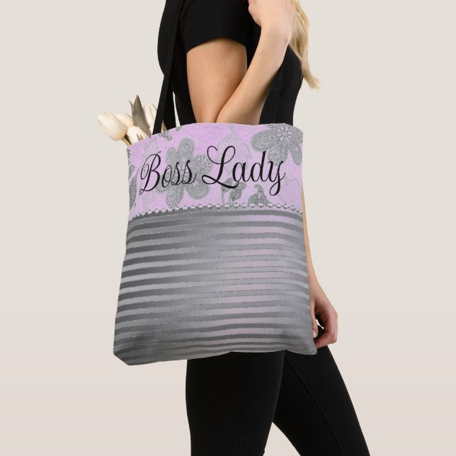 Chic Floral "Boss Lady"  Tote Bag (Close Up)